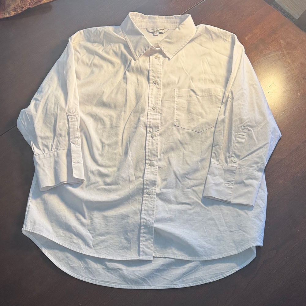 Liverpool Crisp White Dress Shirt. Size L